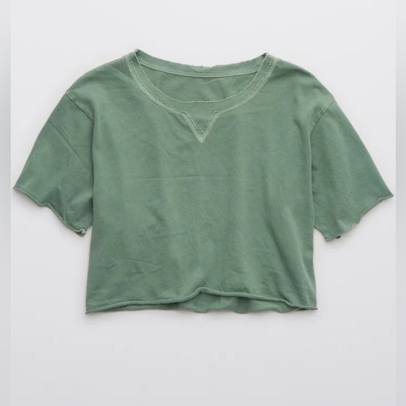 Offline by Aerie Oversized Lightweight Slouchy Green T-Shirt Size XL - Picture 1 of 9